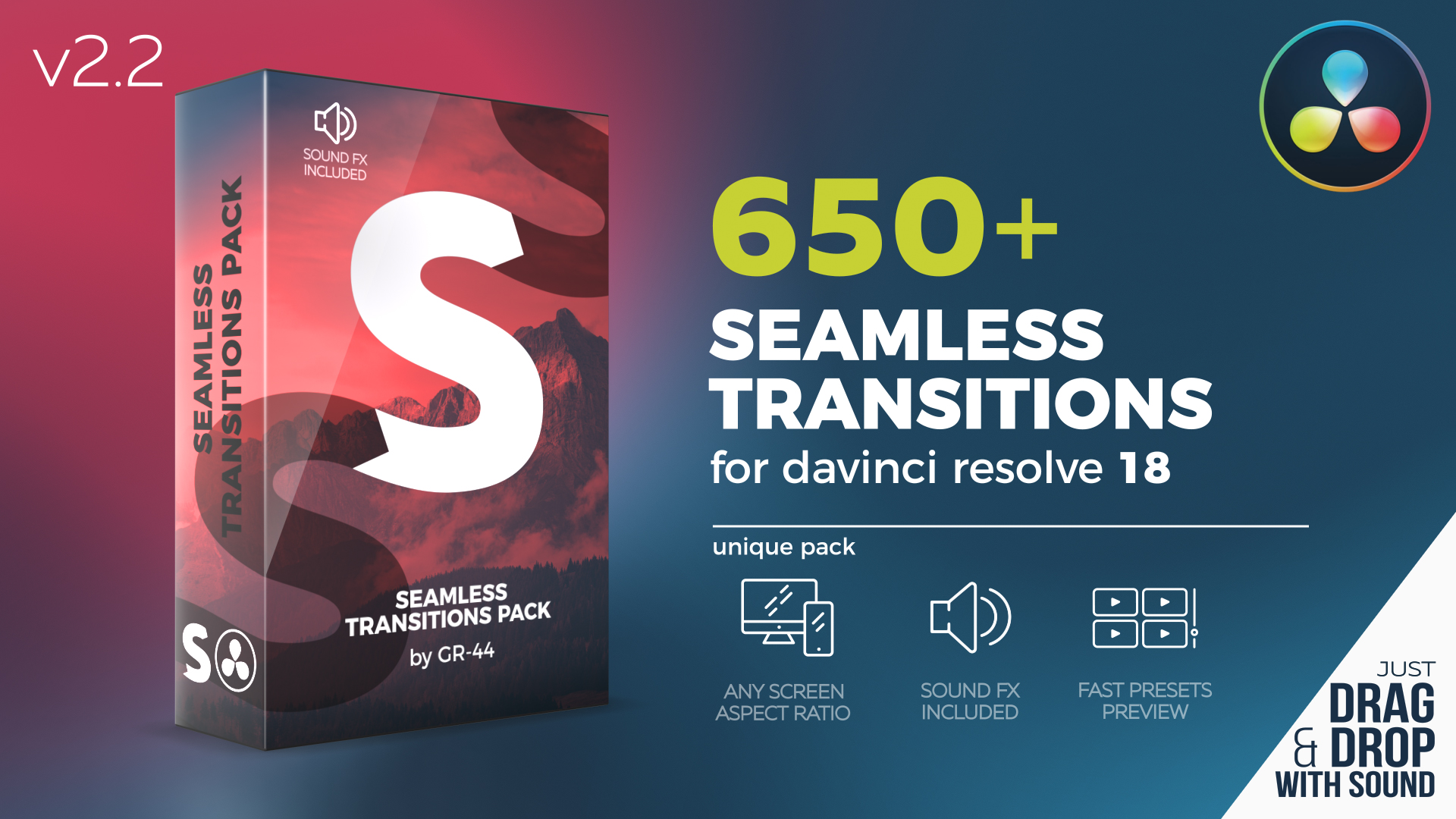 Seamless Transitions for Davinci Resolve by GR-44 Logo